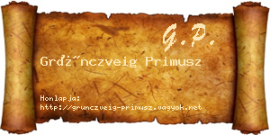 Grünczveig Primusz névjegykártya